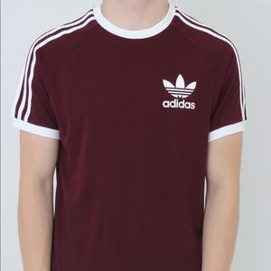 Adidas 3-stripe maroon shirt